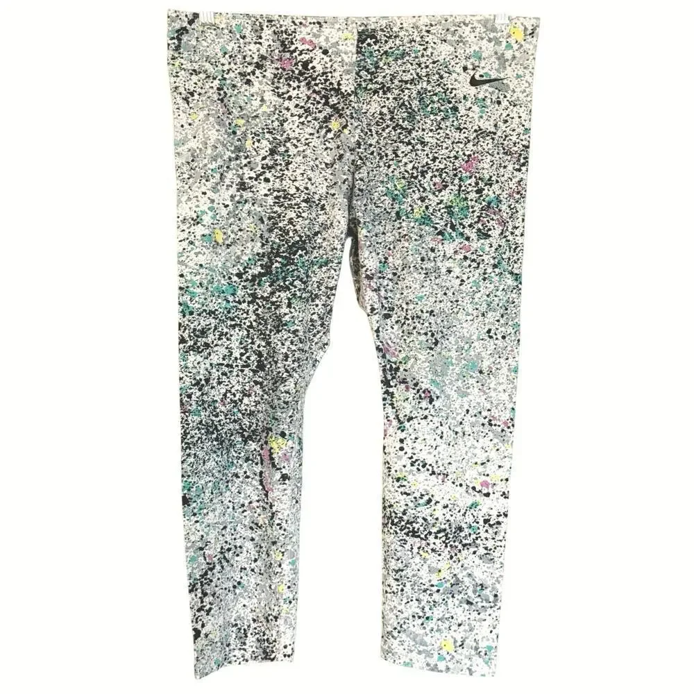 Nike Club Cropped Legging Women’s Size XL Splatter Paint Print